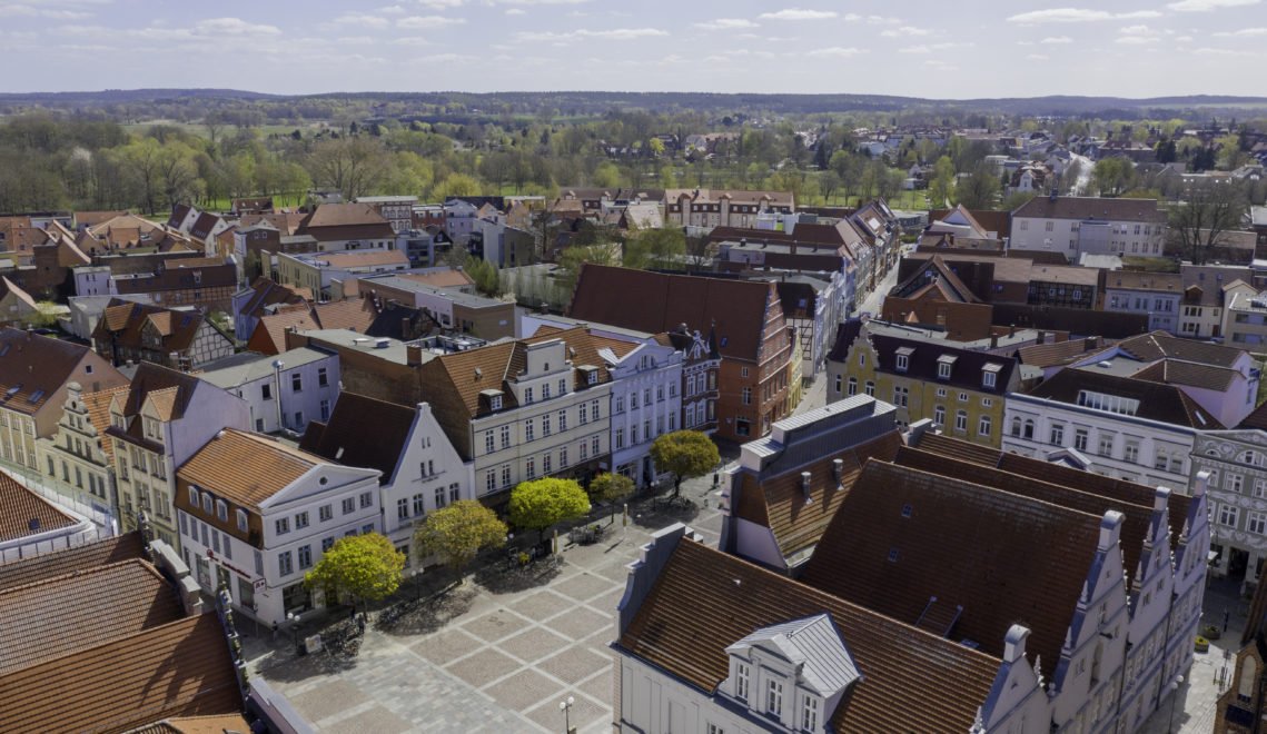 View over the market place of Güstrow