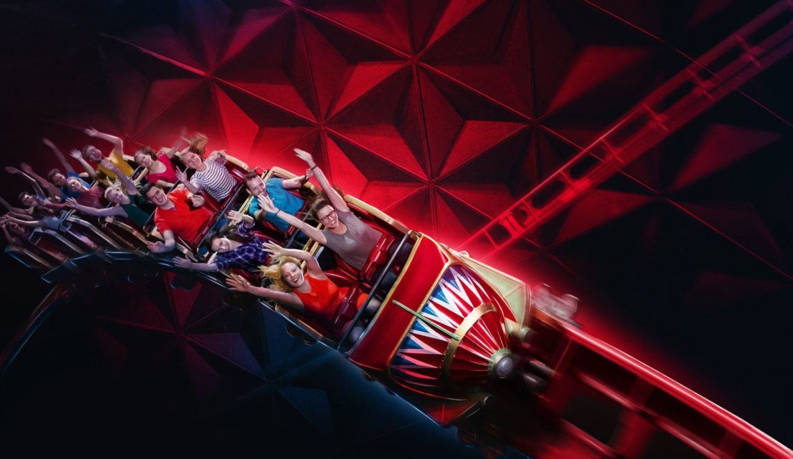 Fast-paced ride through Paris at night on the Eurosat CanCan Coaster © Europa-Park