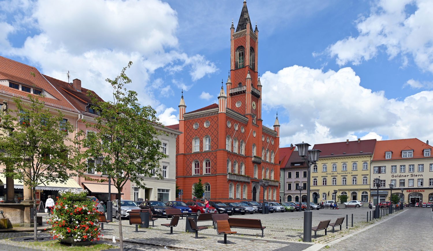 Das Rathaus von Kamenz wurde im Stil der italienischen Neorenaissance erbaut