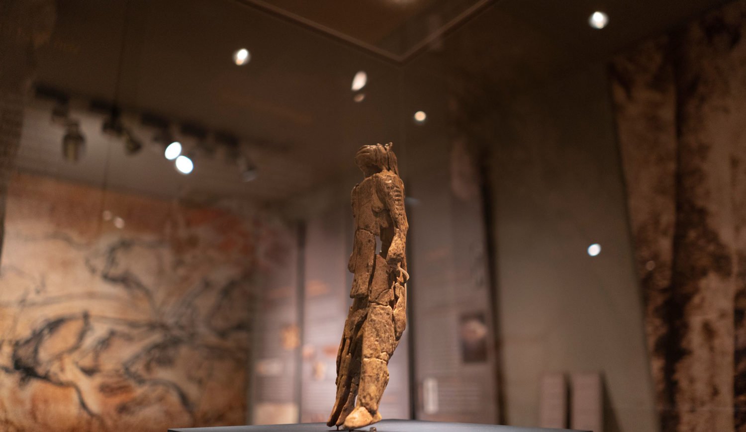 The lion man of the museum in Ulm is one of the largest and most mysterious stone age figures at all