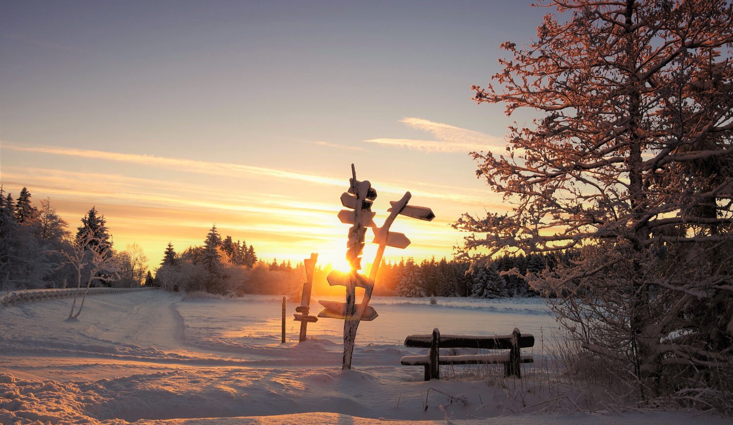Extremely charming - a winter hike through the Geo-Nature Park Frau-Holle-Land at nightfall
